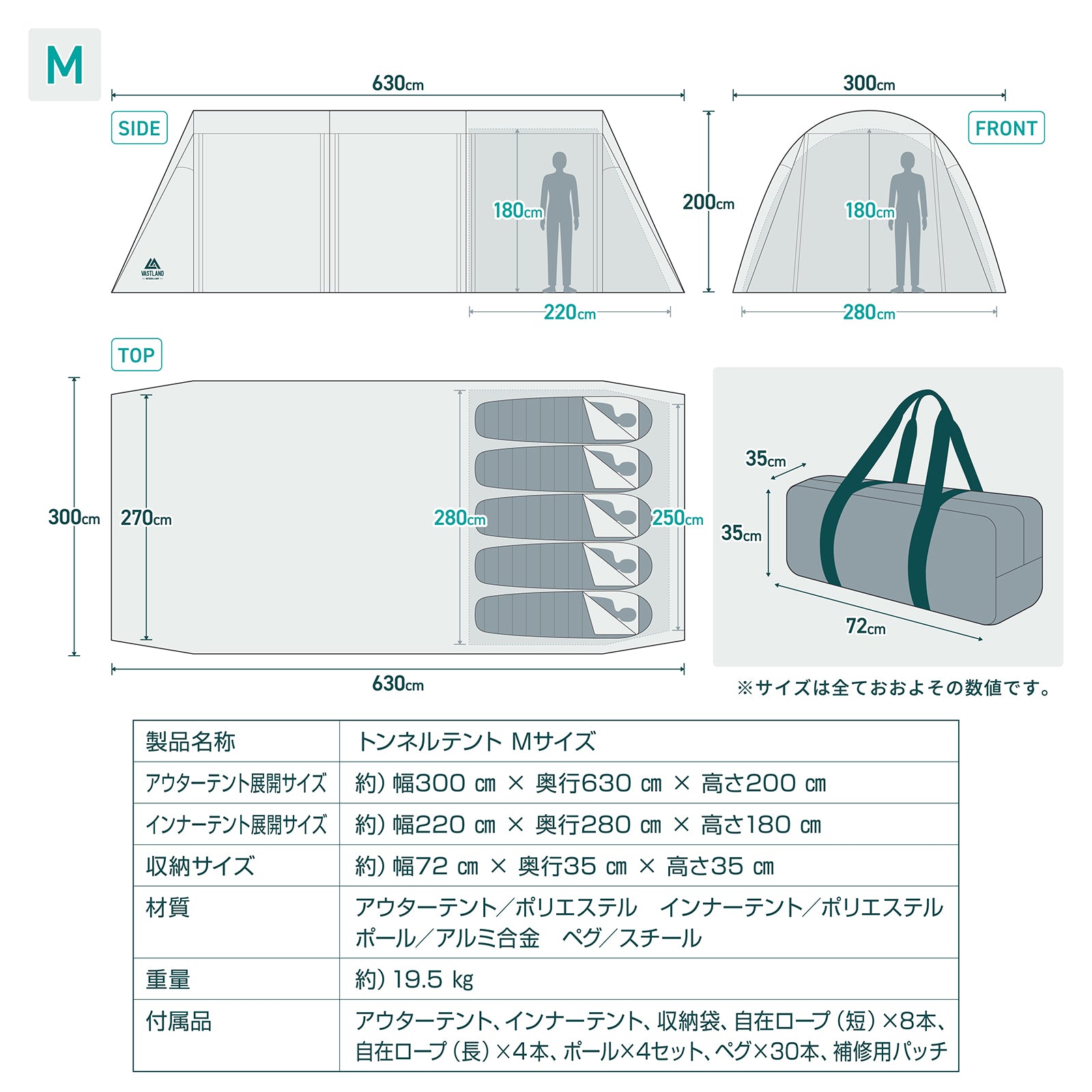 トンネルテント M（5人用）